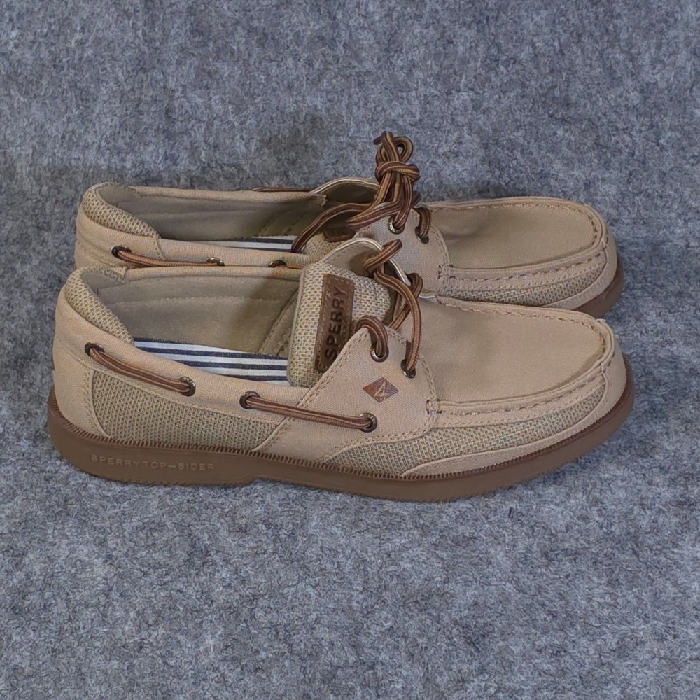Sperry Surveyor 2-Eye Mens Taupe Mesh Boat Shoes Memory Foam Size 10.5 NEW